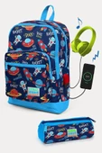 Coral High Kids Lacivert Mavi Uzay Desenli USB'li 2'li Okul Çanta Seti - Erkek Çocuk - 1