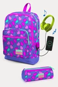 Coral High Kids Lavanta Pembe Kalp Desenli USB'li 2'li Okul Çanta Seti - Kız Çocuk thumbnail 1