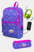 Coral High Kids Lavanta Pembe Flamingo Desenli USB'li 2'li Okul Çanta Seti - Kız Çocuk thumbnail 1