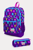 Coral High Kids Mor Pembe Kaktüs Desenli 2'li Okul Çanta Seti - Kız Çocuk thumbnail 1