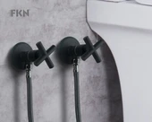 FKN İkili Köşegen Spiralli Siyah Taharet Musluk thumbnail 2