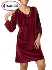 Uzun Kollu Kadife Gecelik thumbnail 3