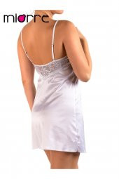 Sırtı Çapraz Askılı Dantel Detaylı Saten Gecelik thumbnail 2