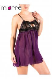 Ince Askılı Dantelli Transparan Gecelik thumbnail 4