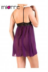 Ince Askılı Dantelli Transparan Gecelik thumbnail 6