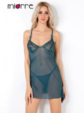 Luminescence Sırtı Çapraz Askılı Transparan Gecelik Takım thumbnail 1