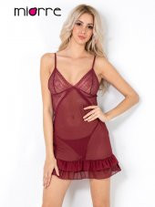 Limerence Etek Ucu Fırfır Detaylı Transparan Gecelik Takım thumbnail 1