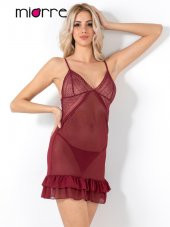 Limerence Etek Ucu Fırfır Detaylı Transparan Gecelik Takım thumbnail 4