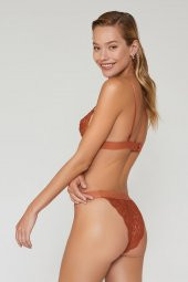 Velvet Dantelli Üçgen Pudra Bralet Takım - 3