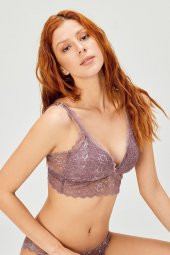 Kadın Haki Yeşil Perfero Desteksiz Dantelli Sütyen Külot Takım thumbnail 2