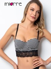Push-Up Dolgulu Çizgili Dantelli Büstiyer thumbnail 2