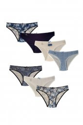 Kadın Slip Pamuklu Külot Koyu Mavi Renkli 7li Paket Iç Çamaşırı thumbnail 1