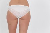 Ön ve Arkası Dantelli Düşük Bel Slim Külot Ekru thumbnail 3