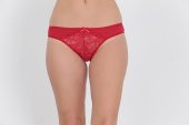 Ön ve Arkası Dantelli Düşük Bel Slim Külot Kırmızı thumbnail 1