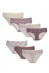 Kadın Soft Mor Pamuklu Bato Külot (Yüksek Belli)  7li Paket thumbnail 1