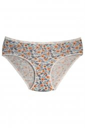 Kadın Turuncu Tonlarında Çiçek Desenli Pamuklu Bato Külot  7li Paket thumbnail 2