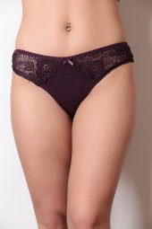 Dantel ve Fiyonk Detaylı Kadın Günlük Külot Mürdüm thumbnail 1