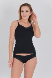 Dantelli Kadın Atlet Külot Takım Siyah thumbnail 4