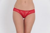 Ön ve Arka Dantelli Düşük Bel Slim Külot Kırmızı thumbnail 1