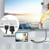 Coofbe İpad iphone RJ45 HDMI Dönüştürücü 3İN1 İphone 1000Mbps Rj45 HDMİ OTG Hub İphone Ethernet Kablosu - 4