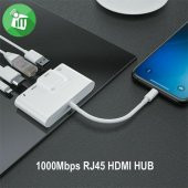 Coofbe İpad iphone RJ45 HDMI Dönüştürücü 3İN1 İphone 1000Mbps Rj45 HDMİ OTG Hub İphone Ethernet Kablosu - 5