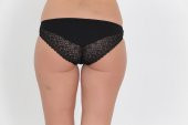 Ön ve Arkası Dantelli Düşük Bel Slim Külot Siyah thumbnail 3