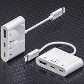 Coofbe İpad iphone Otg Hub -Usb Type C To Kulaklık ve Usb Kamera Okuyucu İphone Mouse Klavye Okuyucu - 3