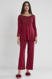 Penye Dantelli Pijama Takımı - 1