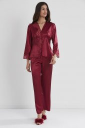 Saten Dantelli Pijama Takımı - 1