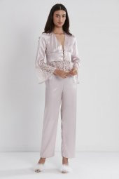 Saten Dantelli Pijama Takımı - 1