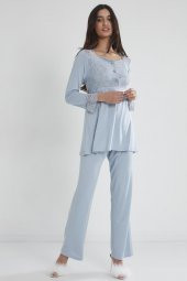 Penye Dantelli Pijama Takımı - 1