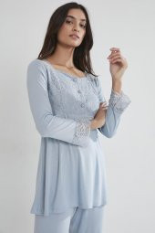 Penye Dantelli Pijama Takımı - 3