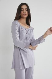 Penye Dantelli Pijama Takımı - 3