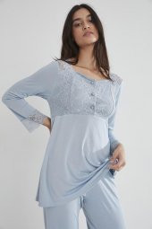 Penye Dantelli Pijama Takımı - 4