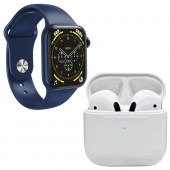 Pro 5 Beyaz Bluetooth Kulaklık HW18 Smartwatch Mavi Silikon Ve Hasır Kordonlu Akıllı Saat - 1
