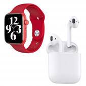 HW22 Plus Kırmızı Akıllı Saat Airpods Seri 2 Anc Özellikli Bluetooth Kulaklık - 1