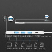Coofbe 0.25CM 5Gbps Veri Aktarım 4 Portlu USB to USB Type C Dönüştürücü Çevirici Hub Tak Çalıştır - 3