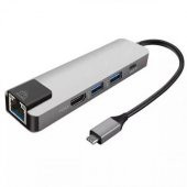 Coofbe 5in1 Type C Dönüştürücü Type C to RJ45 HDMİ USB Dönüştürücü Type C Görüntü Aktarım Ethernet Kiti - 1