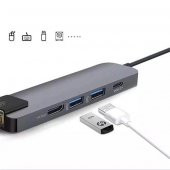 Coofbe 5in1 Type C Dönüştürücü Type C to RJ45 HDMİ USB Dönüştürücü Type C Görüntü Aktarım Ethernet Kiti - 5