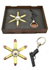 Metal Tabanca 14 lü Anahtarlık Siyah Mermi Çarkı Hediye Seti (2 li) - 1
