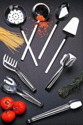 8 Parça Servis Ve Maşa Seti Spatula,kepçe,kevgir,kaşık,makarna,salata,pasta,ızgara Maşası - 1