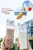 Selenica 1 Adet 500 Ml Mika Süt Kutusu, Süt Kutu Tasarımlı Su Kahve Içecek Şişesi, Kahve Ve Sunum Bardağı - 1