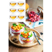 6 Lı Çift Cidarlı Sosluk Reçellik Çerezlik Isıya Dayanıklı Çay Bardağı Mini Kase Sunum Sosluk - 2