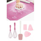 Silikon Hamur Açma Matı, 2li Çırpıcı, Maxi Spatula Ve 3lü Kazıyıcı Seti - 1