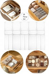 18li Set Modüler Çekmece Içi Düzenleyici Banyo Makyaj Takı Düzenleyici Ofis Masaüstü Organizer Set18 - 1