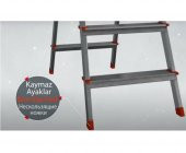 Paslanmaz Alüminyum Çift Çıkışlı Çift Taraflı Seyyar Merdiven 4+4 Basamaklı - 4