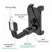 Coofbe Ayarlanabilir Açılı 360 Dönen Başlıklı Aynaya Takılan Motosiklet Tutucu Bisiklet Tutucu - 3