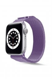 Apple Watch Kordon Se Seri 38 Mm/40 Mm Uyumlu Hasır Örgü Metal Milano Kordon Kayış - 1