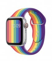 Bilişim Aksesuar Apple Watch 1 2 3 4 5 Se 42mm 44 mm Rainbow Silikon Spor Kordon Kayış - 1