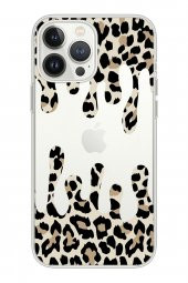 Iphone 13 Pro Kılıf Şeffaf Leopar Baskılı Silikon Kılıf Kapak - 1